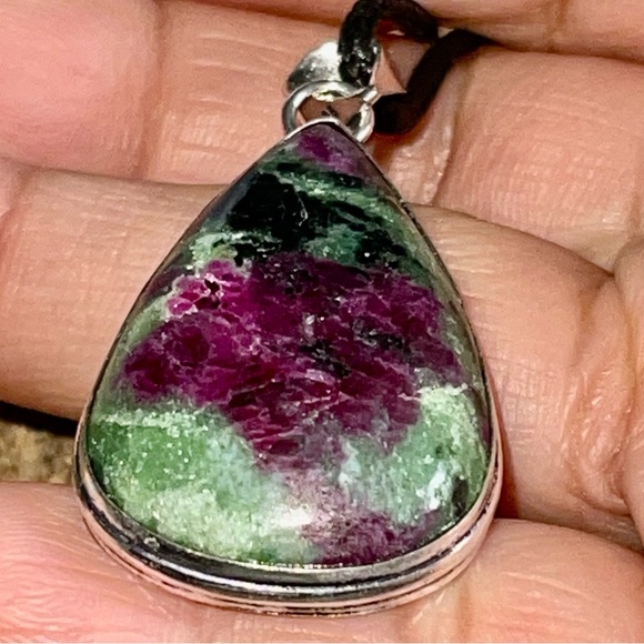 Anyolite Ruby Red Zoisite Pendant 2” - Picture 8 of 15